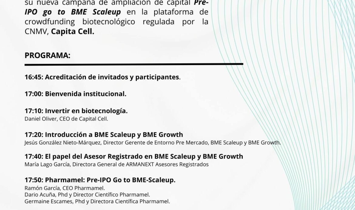 Pharmamel lanza la campaña de ampliación de capital «Go to BME Scaleup»