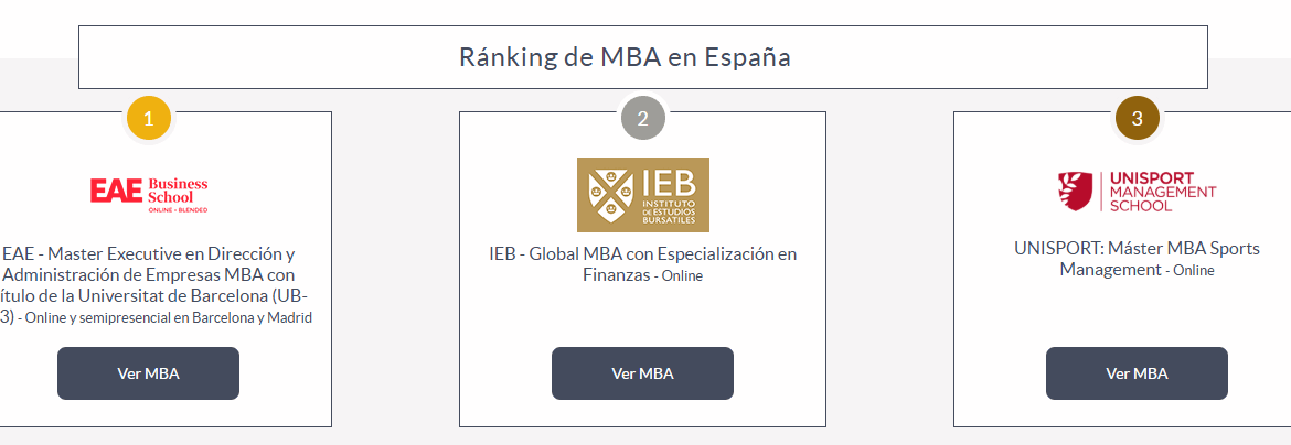 Ranking de másteres MBA de España del curso 2025-2026